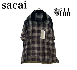 【未使用タグ付】sacai サカイ 21SS チェック切替オープンカラーシャツ メンズ 1
