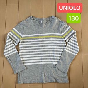 UNIQLO ユニクロ カットソー 長袖 130 長袖Tシャツ ボーダー グレー