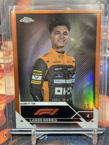 2023 Topps Chrome Formula 1 RANDO NORRIS Orange ref /25 Land no белка SP F1 portrait