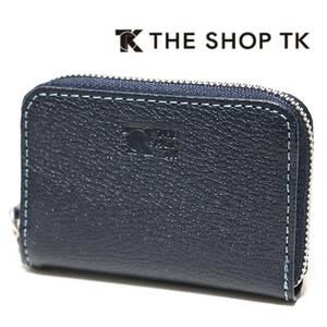 《THE SHOP TK ザ ショップ ティーケー》新品 カードポケット付き ゴート型押し レザーラウンドファスナー式コインケース 小銭入れ A9212