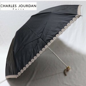 《CHARLES JOURDAN シャルル・ジョルダン》新品 軽量 上品刺繍 晴雨兼用折りたたみ傘 雨傘 日傘 遮光・遮蔽率99%以上 A9673