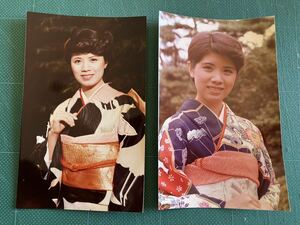 森昌子　マルベル堂プロマイド写真2枚　和服　昭和タレント　70年代アイドル
