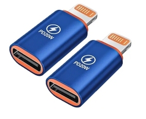 USB Type-C Lightning ライトニング 変換アダプター ブルー 2個分