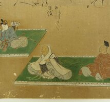 【古画】喜聞◆『猿丸太夫・素性法師・在原業平 和歌賛』　1枚 古筆 古文書 古書 日本画 三十六歌仙 能書家 歌人 公家 公卿 茶道 江戸前期_画像3