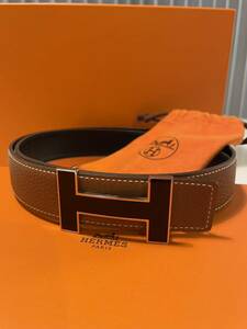 新品同様品 HERMES エルメス コンスタンス レザーベルト 85 ブラック ブラウン ブラックバックル リバーシブル