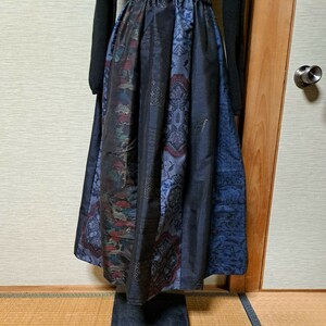 着物リメイク、大島紬、タックギャザースカート