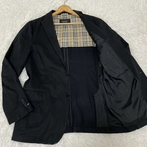 【バーバリーブラックレーベル】 テーラードジャケット BURBERRY BLACK LABEL 2B ノバチェック ブラック 黒 コットン Lサイズ