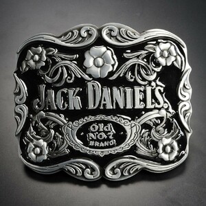 ベルトバックル JACK DANIELS ボトルデザイン Old No.7 ジャックダニエル ウイスキー ナンバーセブン 花