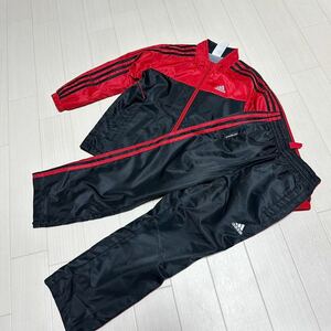 adidas アディダス セットアップ ジャージ 上下セット 男の子 120 部活 ジャージ 長袖 赤 黒 ウェア 子供 キッズ