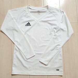 adidas アディダス Vネック 長袖 Tシャツ 薄手 白 ホワイト メンズ トップス ウェア インナー