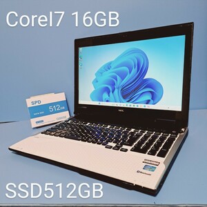 ★最強CoreI7★メモリ16GB★新品SSD512GB NEC/LL750/L/YAMAHAスピーカーWindows11/ブルーレイ/Office2019H&B/Webカメラ/lavie/Bluetooth