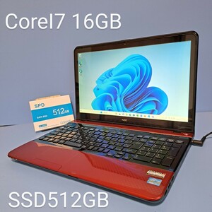 ★最強CoreI7★メモリ16GB★新品SSD512GB NEC/LS550/J/windows11/ブルーレイ/Office2019H&B/Webカメラ/lavie/HDMI/USB3.0