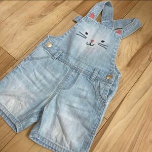 H&M猫オーバーオール74センチ　 デニムオーバーオール　 サロペット　 ロンパース　 子供服