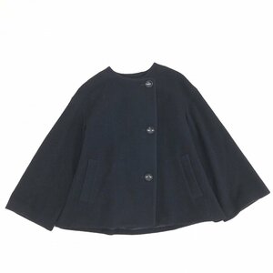 ◆UNTITLED アンタイトル 定価39,600円 アンゴラ混 ラムウール ノーカラー ショートコート 2(M) 黒 ブラック ノーカラーコート 日本製 婦人