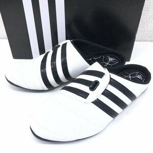 ●ほぼ未使用 adidas アディダス タラ 3ストライプ バックレス スリッポン 23.5cm 白 スニーカー ミュール スリッパ 室内履き サンダル