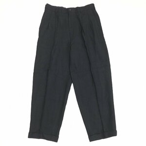 90's COMME des GARCONS コムデギャルソン 麻 リネン100% 2タック スラックス パンツ L w80 黒 ブラック 98年製 ヴィンテージ 古着 日本製