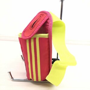 美品 adidas アディダス ドリンクホルダー付き ランニングポーチ ビビットピンク×ネオンイエロー ウエストポーチ ボディバッグ レディースの画像3