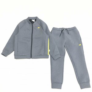 ◆美品 New Balance ニューバランス ロゴテープ ネオプレーン ジャージ 上下セットアップ L グレー ジャケット ブルゾン パンツ メンズ