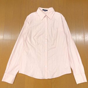 BURBERRY LONDON バーバリーロンドン ホース刺繍 ストライプ シャツ 42(XL) ピンク系 長袖 ゆったり 2L LL 大きいサイズ 三陽商会 婦人