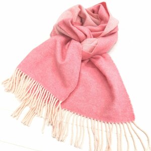 美品 Cashmere muffler 《繊維の宝石》上質 カシミヤ100% マフラー サーモンピンク ストール ショール レディース 女性用 カシミア