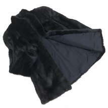 ★REAL MINK FUR COAT 最高級毛皮 ダークミンクファー セミロングコート 13(XL相当) 黒 ブラック リアルファー ゆったり 大きい 2L LL 婦人_画像1