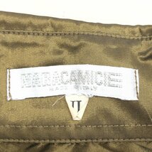 伊製 NARACAMICIE ナラカミーチェ スキッパーカラー フライフロント 光沢 シャツ 2(M) オリーブ系 イタリア製 ブラウス 長袖 レディース_画像3