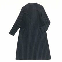 ●Pierre Cardin ピエールカルダン ウールブレンド ストライプ ニット ワンピース L 黒 ブラック 日本製 ミモレ丈 国内正規品レディース_画像4