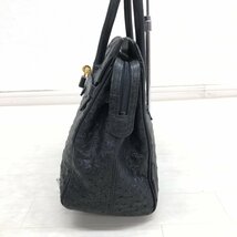 ◆Real Ostrich Hand Bag フルポイント オーストリッチ 本革 レザー ハンドバッグ 黒 ブラック レザーバッグ レディース 女性用 婦人_画像3