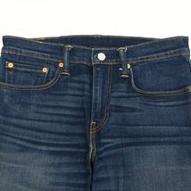 ●美品 Levi’s リーバイス 511 USED加工 牛革パッチ ストレッチ テーパード デニム パンツ 31 w80 濃紺 インディゴ ジーンズ アメカジ_画像6