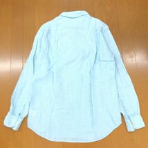 UNIQLO ユニクロ 麻 リネン100% 長袖 シャツ L 水色 ライトブルー カジュアル 国内正規品 メンズ 紳士_画像2