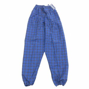  новый товар Kurume тканый хлопок 100% tartan проверка ...LL темно-синий серия темно-синий серия сделано в Японии легкий брюки XL 2L свободно большой женский не использовался 
