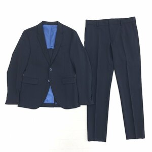 ◆美品 ZARA MAN ザラマン 裏地メッシュ 2B シングルスーツ 上下セットアップ 46/31(JP:M相当) 濃紺 ネイビー ジャケット パンツ メンズ