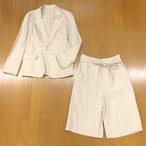 *Rope picnic Rope Picnic flax linen shorts suit top and bottom setup 36(S)/38(M) beige jacket formal lady's 