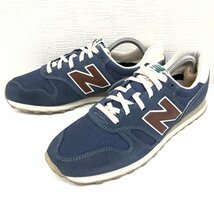 ●New Balance ニューバランス ML373 部分本革 スエードレザー メッシュ スニーカー 26cm 紺 ネイビー ランニングシューズ ローカット 紳士_画像1