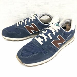 ●New Balance ニューバランス ML373 部分本革 スエードレザー メッシュ スニーカー 26cm 紺 ネイビー ランニングシューズ ローカット 紳士