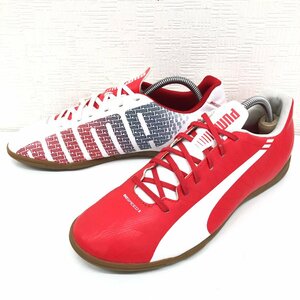 ●ほぼ未使用 PUMA プーマ エヴォスピード5.3 インドア用 トレーニングシューズ 28cm 赤×白 レッド ホワイト サッカー フットサル メンズ