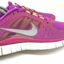 ●NIKE ナイキ フリーラン3 メッシュ ランニングシューズ 24cm ビビットピンク スニーカー ジョギング トレーニング レディース 女性用_画像9