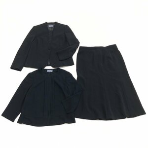 ●BELLE EXERINA 東京イギン スカート アンサンブル スーツ 上下セットアップ 3点セット 13AR(XL相当) 黒 喪服 礼服 LL 2L ゆったり 大きい