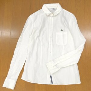 LACOSTE ラコステ ロゴ刺繍 コットン100% シャツ 34 白 ホワイト ブラウス 長袖 国内正規品 レディース 女性用