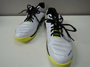 YONEX ヨネックス TOEASSIST NON-MARKING RUBBER テニスシューズ グレー×イエロー×シルバー×ホワイト 27cm/中古美品