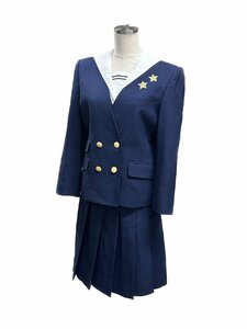 岡山[就実高等学校]女子制服 155A W69 4点セット ブレザー ブラウス ベスト スカート 中古品