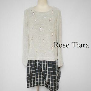 870694 Rose Tiara ローズティアラ グレー系×黒チェック柄 ワンピース 42