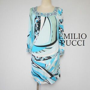 873228 EMILIO PUCCI エミリオプッチ 水色系柄 ワンピース 