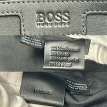 1円〜 HUGO BOSS ヒューゴボス メンズ トートバッグ 肩掛け A4 大容量 多収納 ビジネス ロゴ ストライプ ナイロン レザー 本革 ブラック 黒_画像10