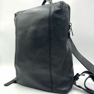 1円〜【希少/極美品】GIORGIO ARMANI ジョルジオアルマーニ メンズ リュック A4 バックパック ビジネス 高級 ラムレザー 羊革 ブラック 黒