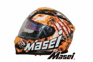 【大特価 1円～】バイク用品 フルフェイス ヘルメット インナーサンシェード付 833M オレンジ Masei(マセイ） XLサイズ 【送料800円】