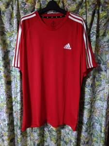 3XO/赤/新品/adidas アディダス/メンズ 半袖Tシャツ 4XL 5L 大きいサイズ エアロレディ サッカー フットサル 普段着 春夏用