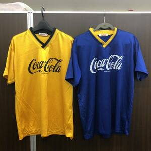 コカ・コーラ Coca Cola Tシャツ ゲームシャツ Lサイズ 青 黄色 ブルー イエロー 2点