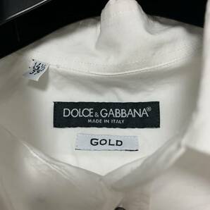  【即決】 DOLCE＆GABBANA ドルチェアンドガッバーナ ドルガバ GLOD ゴールドライン 切り替え シャツ / 白 / 14ハーフ / クリーニング済みの画像7