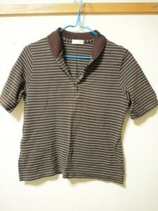 rsrs 744 BRENDA polo-shirt short sleeves border pattern Brown 